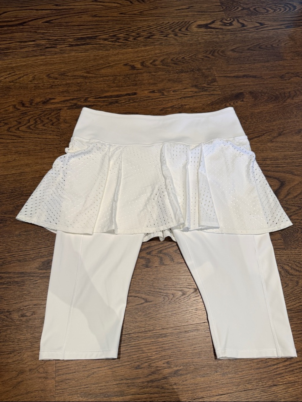 Athleta White Womens Skort Leggings with Eyelet Skirt